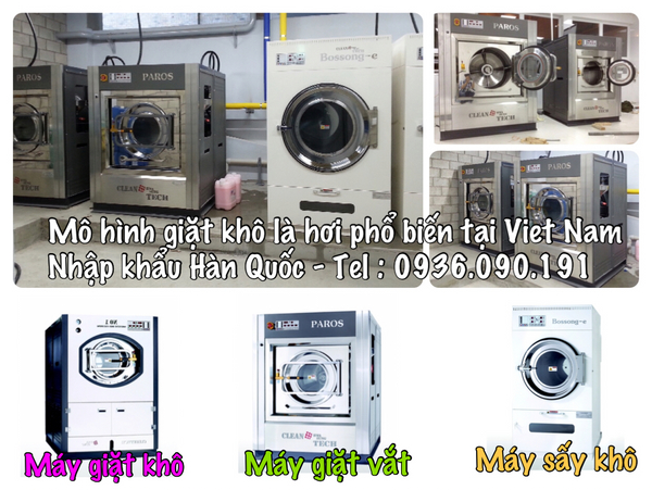 Mô hình xưởng giặt công nghiệp sử dụng máy giặt Paros Korea